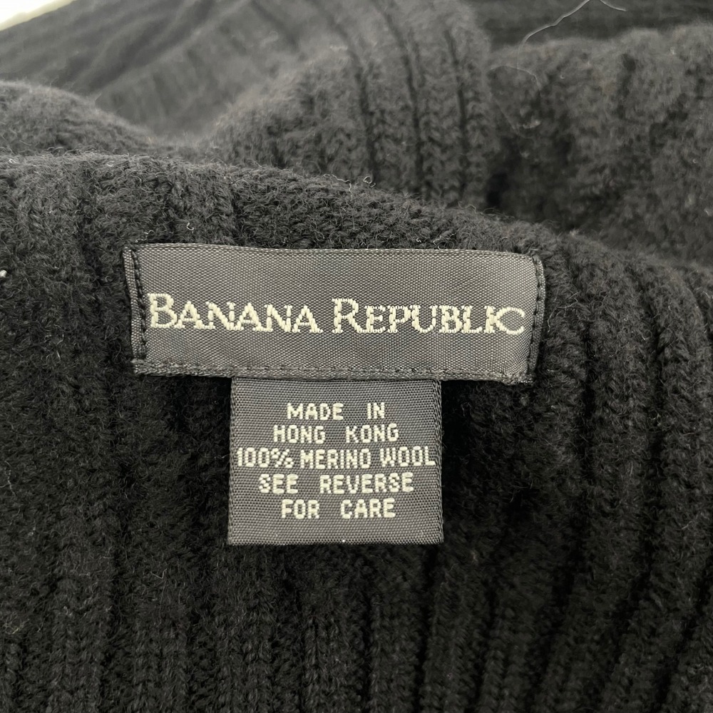 Banana Republic Scarf Unisex OS Black Cable Knit 100% Merino Wool Winter Warm